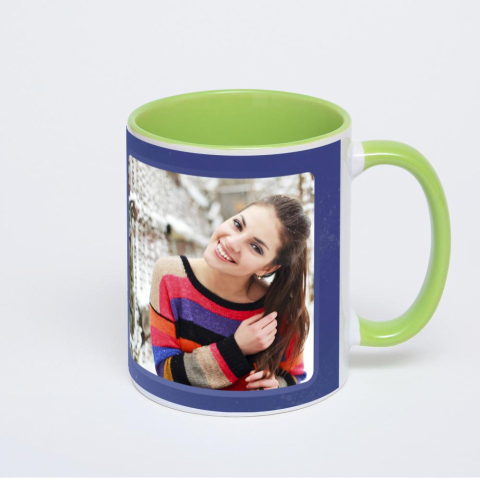 Салатовая кружка с фотопечатью