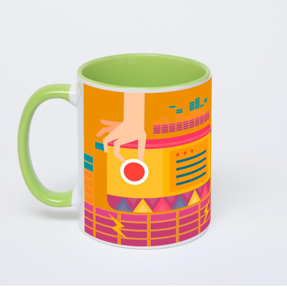 Салатовая кружка с фотопечатью