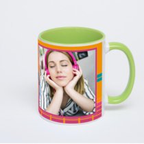 Салатовая кружка с фотопечатью