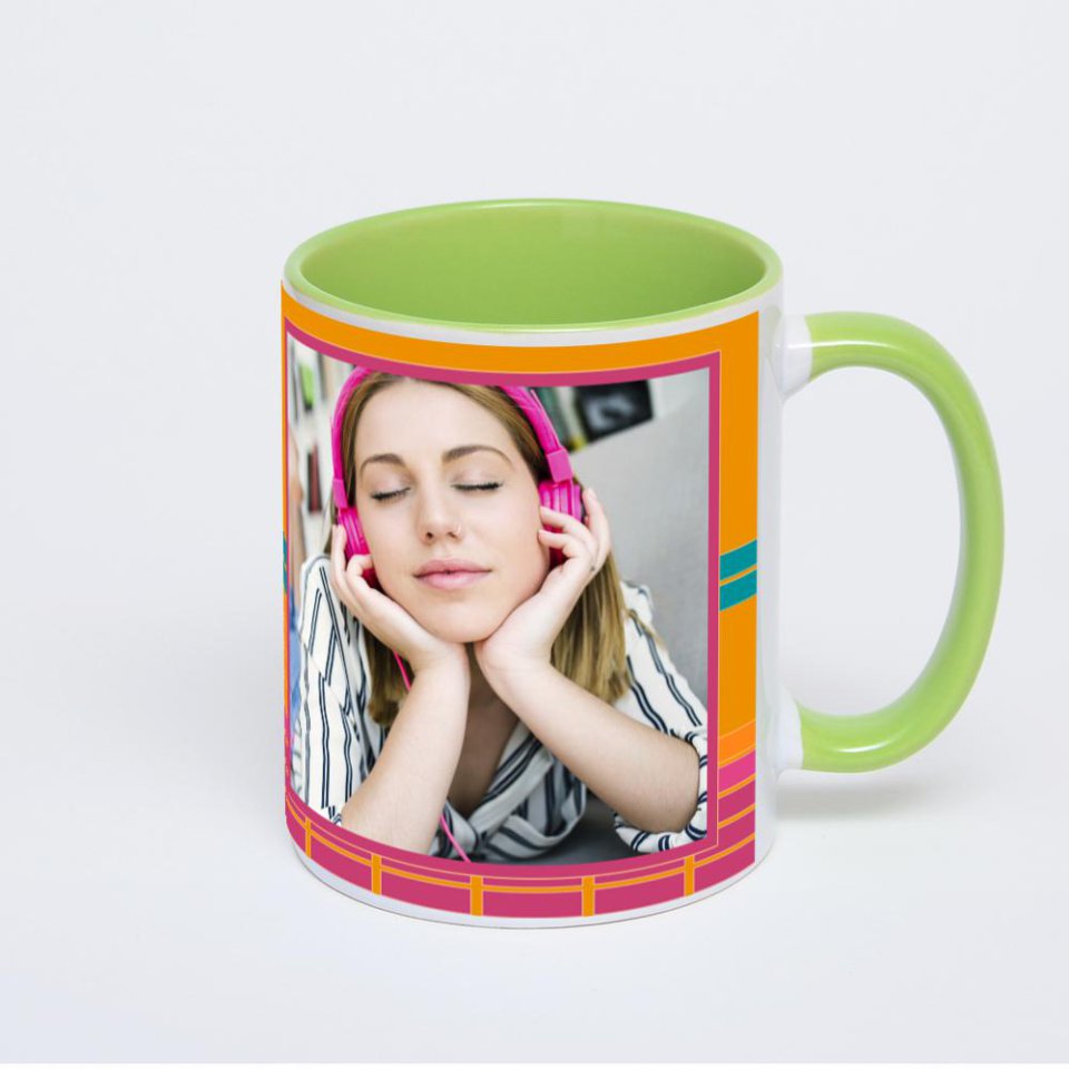 Салатовая кружка с фотопечатью