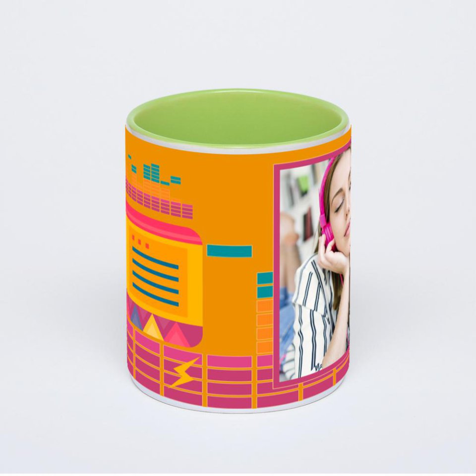 Салатовая кружка с фотопечатью