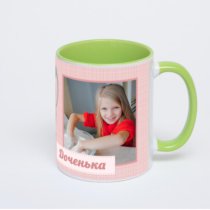 Салатовая кружка с фотопечатью
