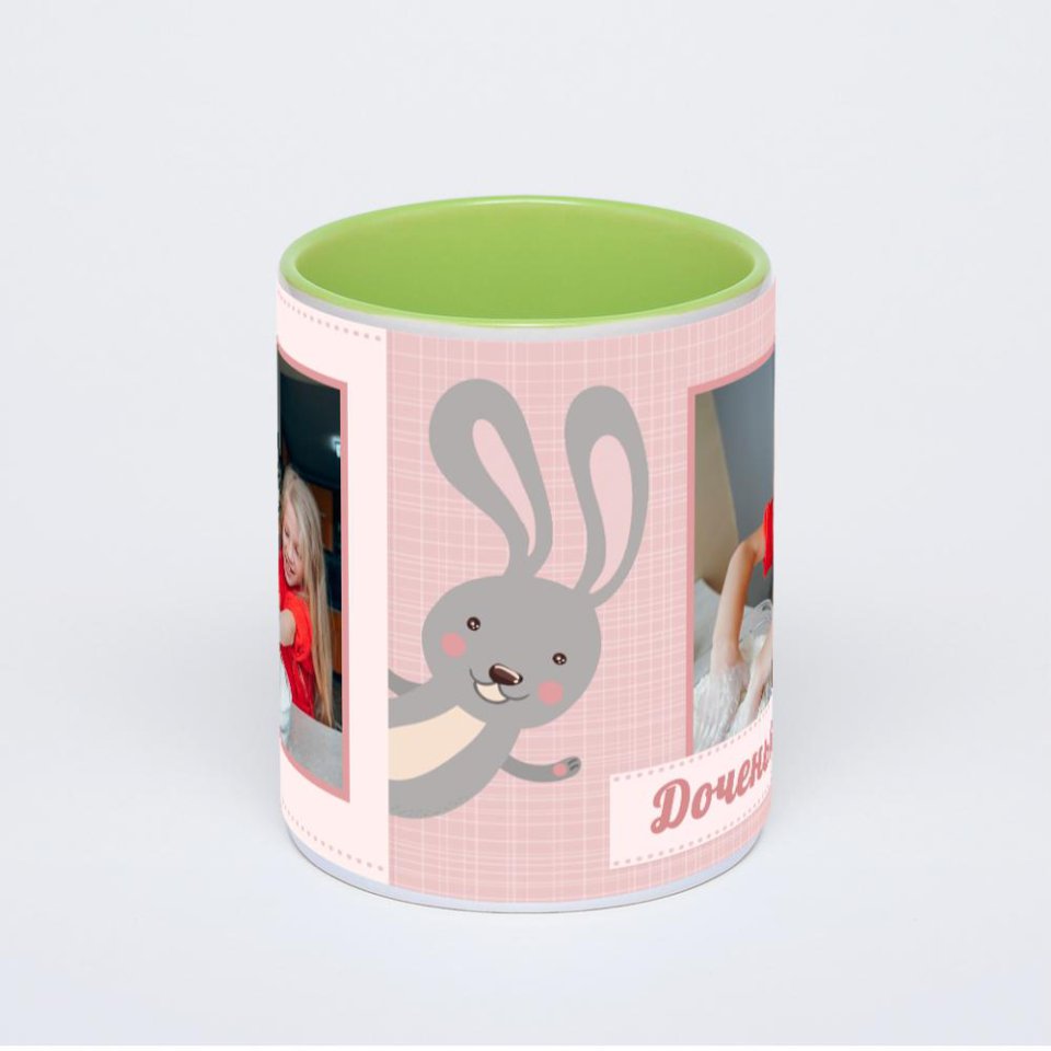 Салатовая кружка с фотопечатью
