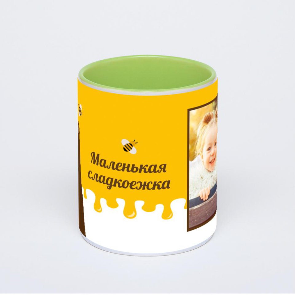 Салатовая кружка с фотопечатью