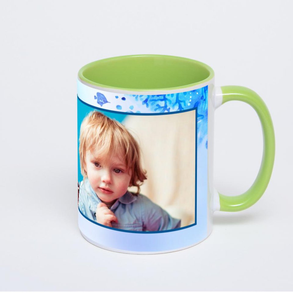 Салатовая кружка с фотопечатью