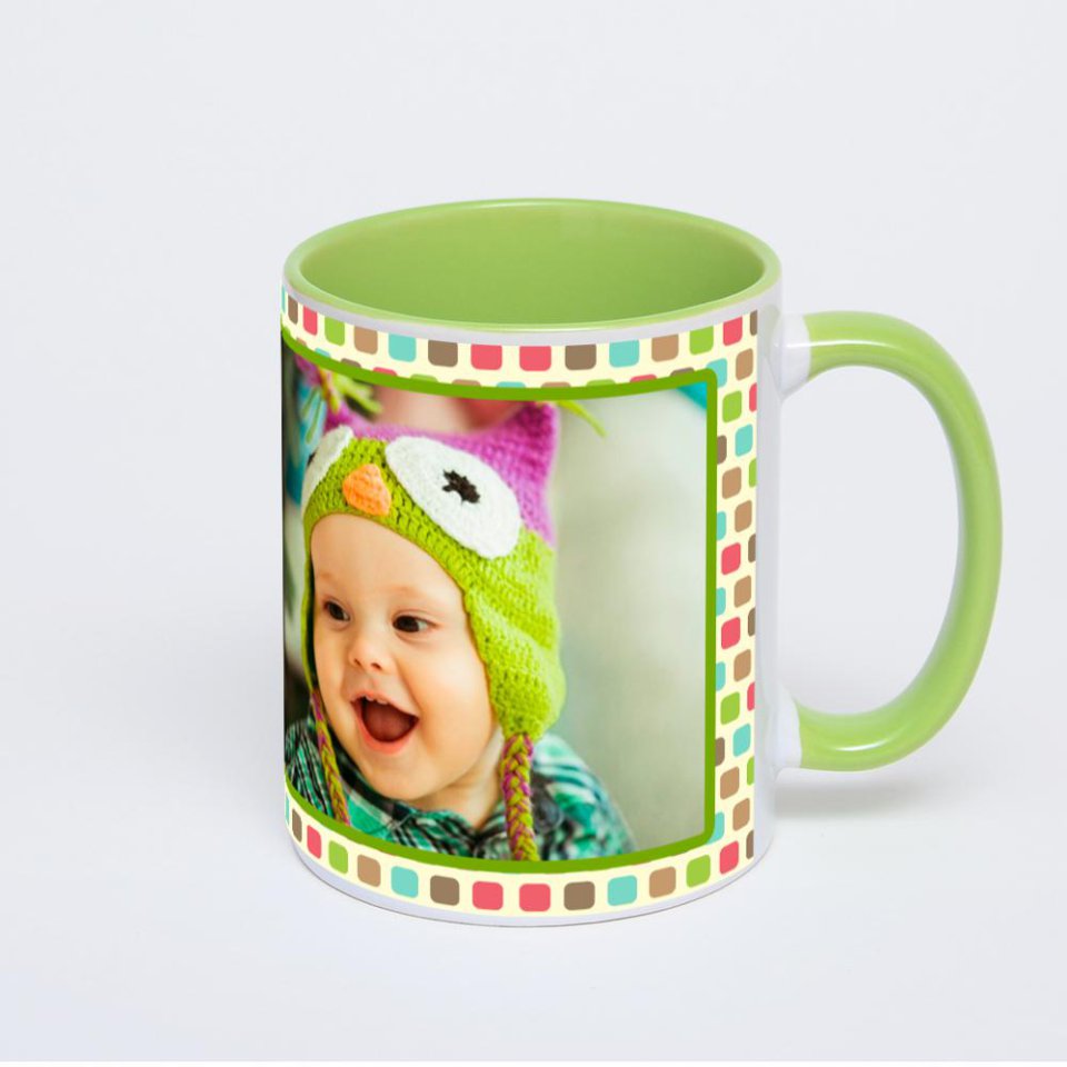 Салатовая кружка с фотопечатью