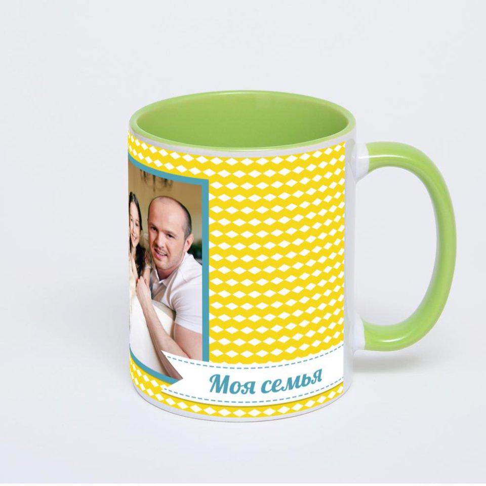 Салатовая кружка с фотопечатью