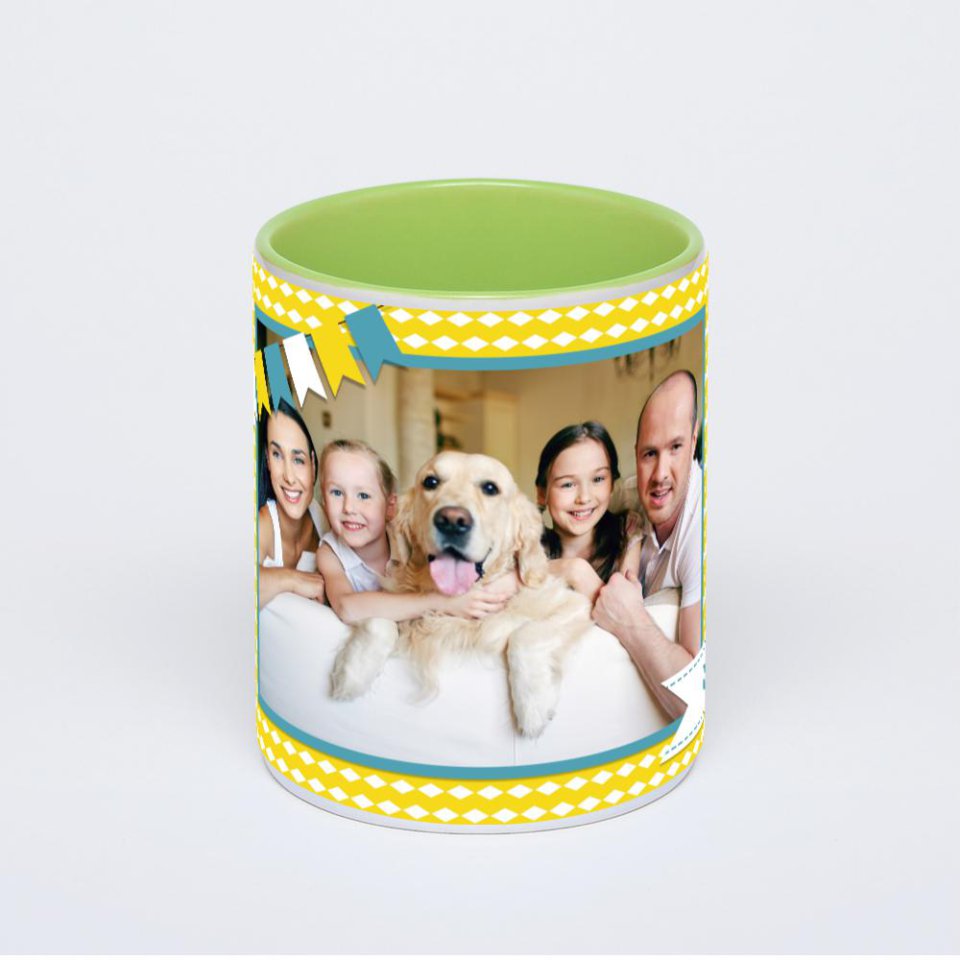 Салатовая кружка с фотопечатью