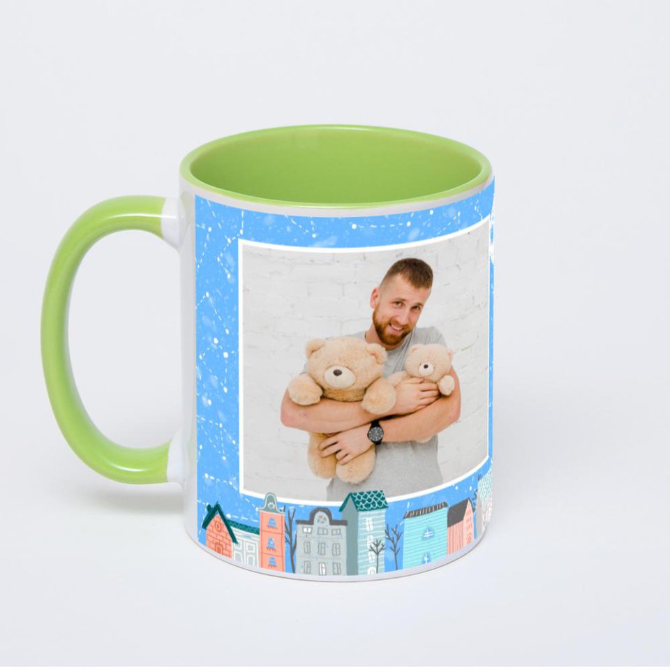 Салатовая кружка с фотопечатью
