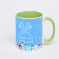 Салатовая кружка с фотопечатью