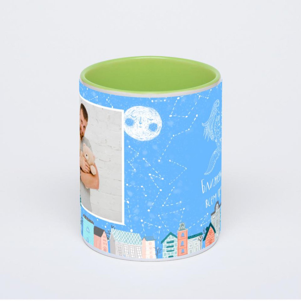 Салатовая кружка с фотопечатью
