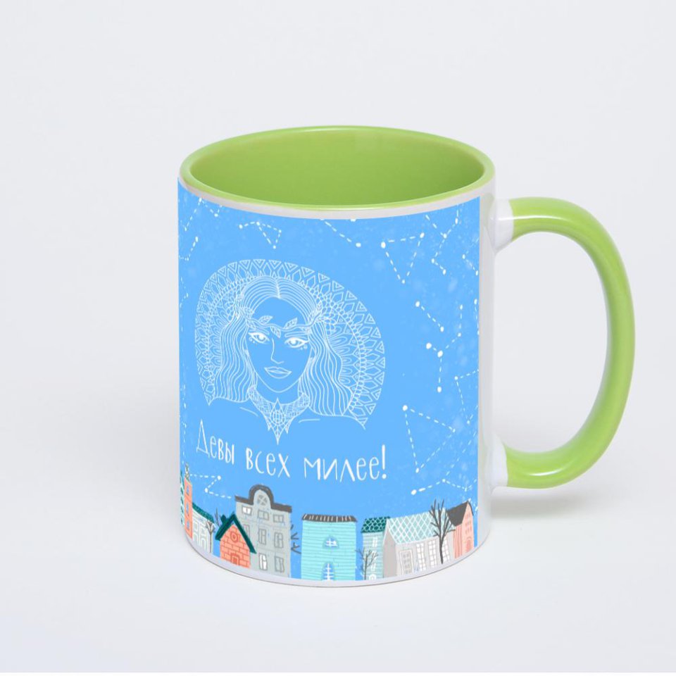 Салатовая кружка с фотопечатью