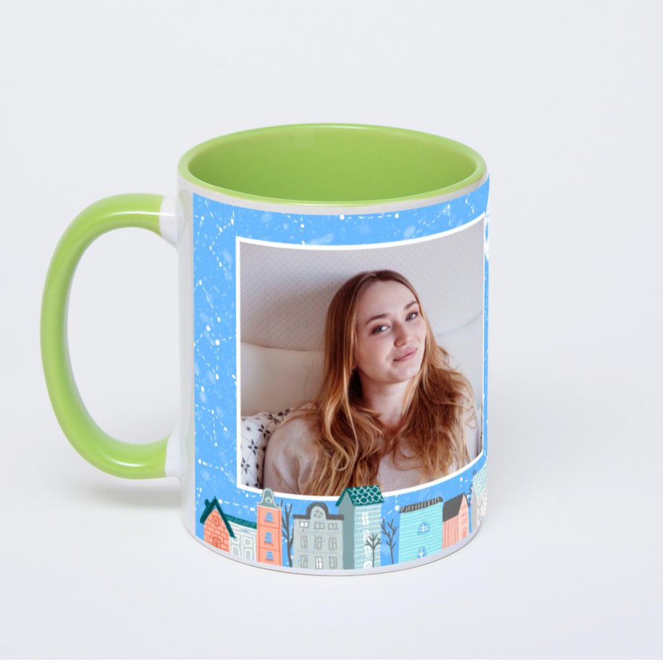 Салатовая кружка с фотопечатью