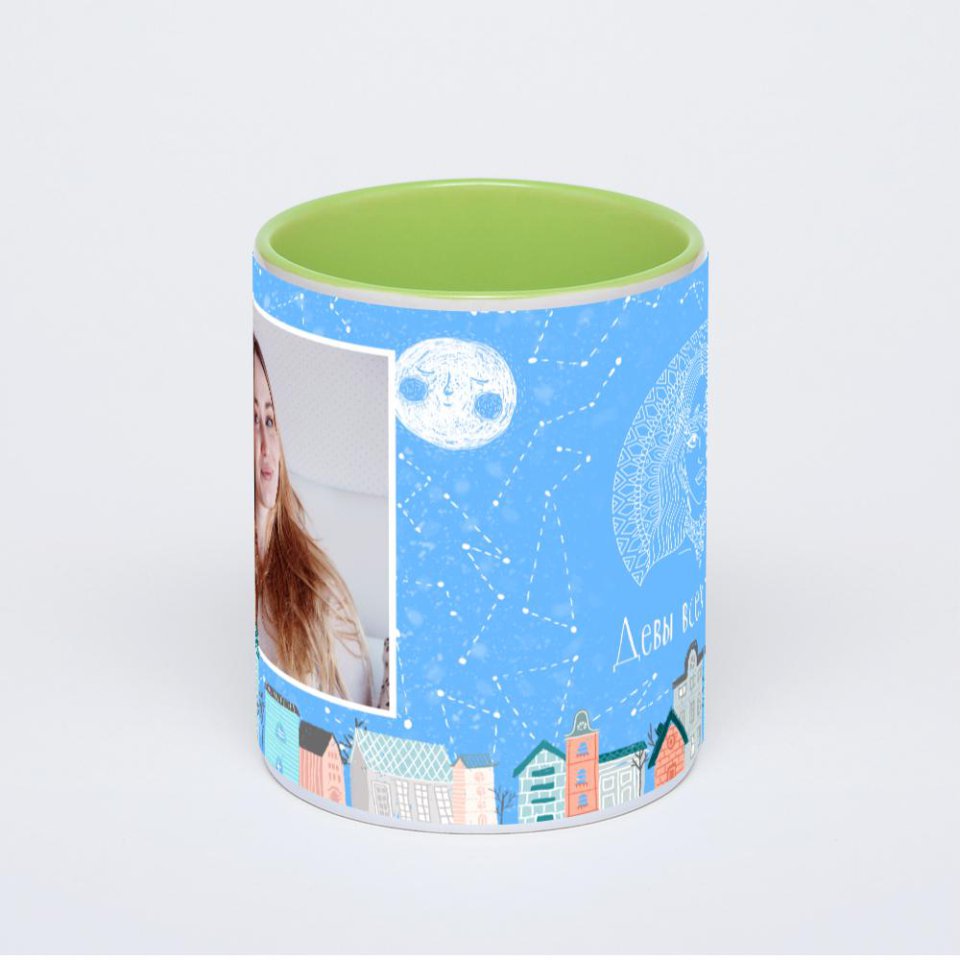 Салатовая кружка с фотопечатью