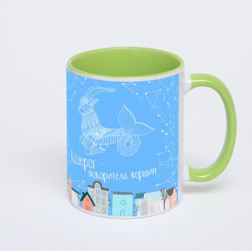 Салатовая кружка с фотопечатью