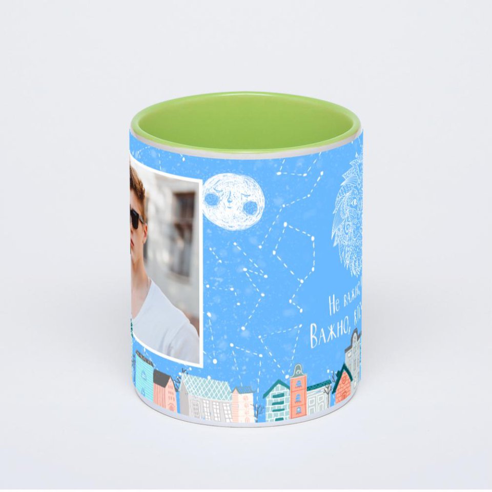 Салатовая кружка с фотопечатью