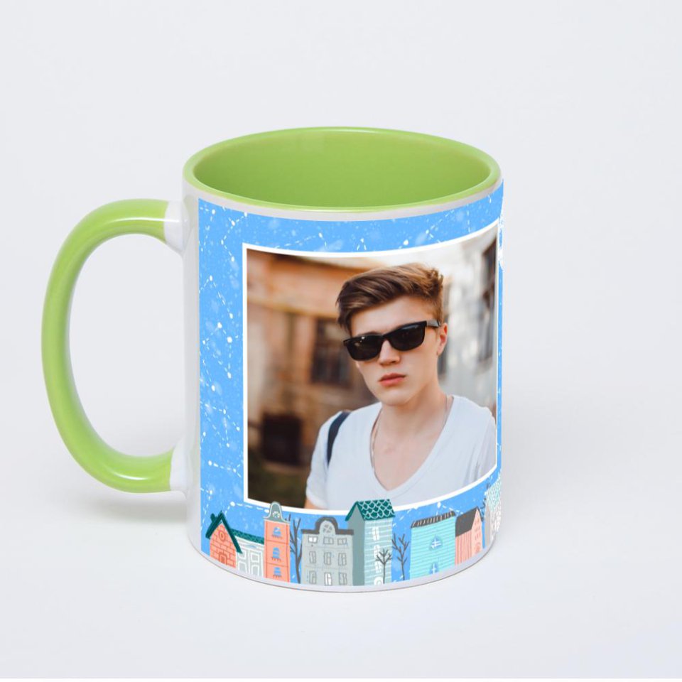 Салатовая кружка с фотопечатью