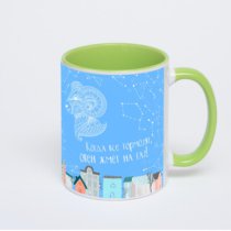 Салатовая кружка с фотопечатью