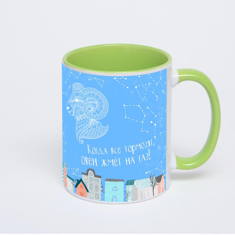 Салатовая кружка с фотопечатью