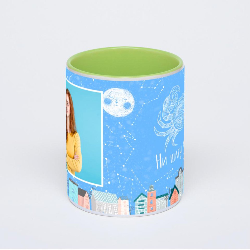 Салатовая кружка с фотопечатью