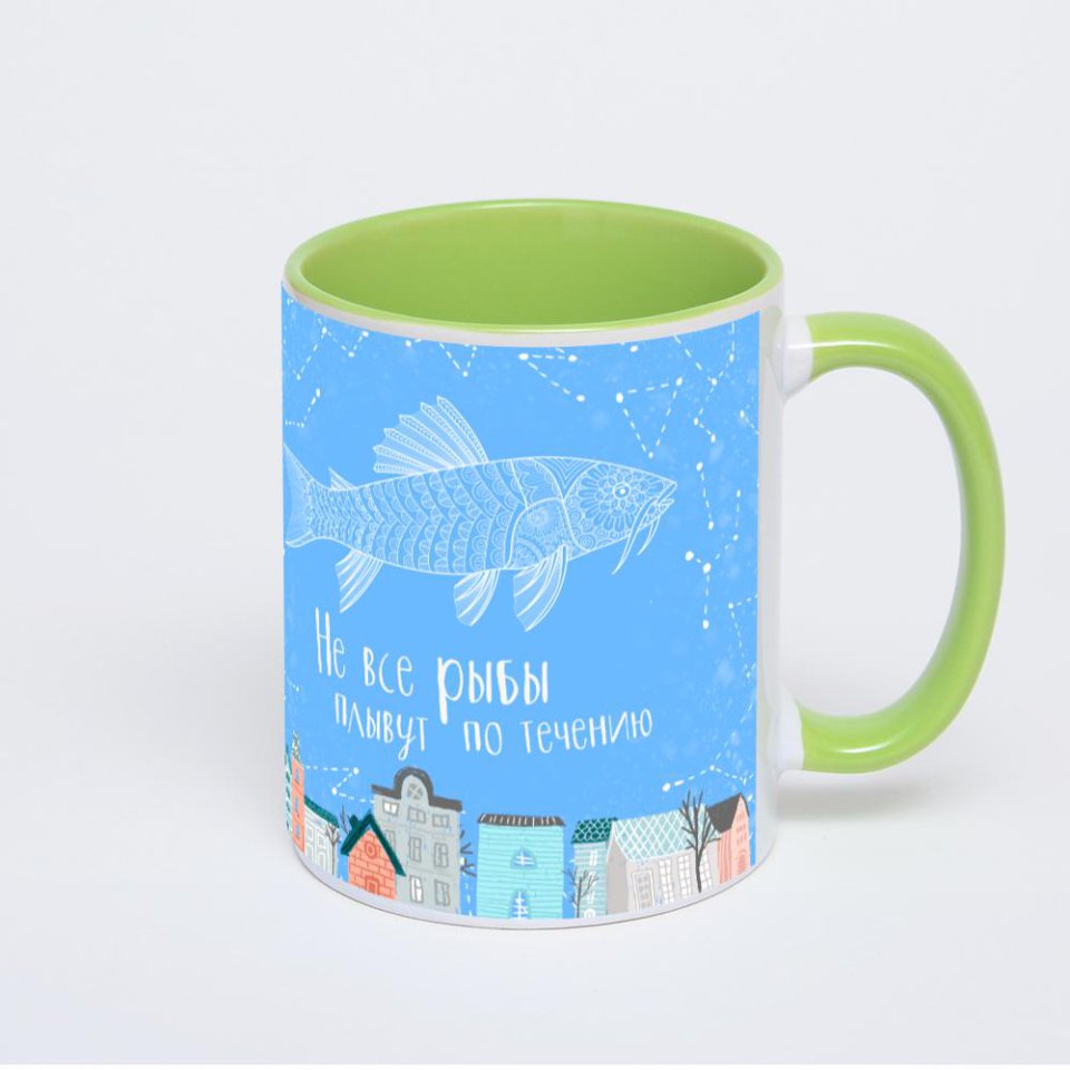 Салатовая кружка с фотопечатью