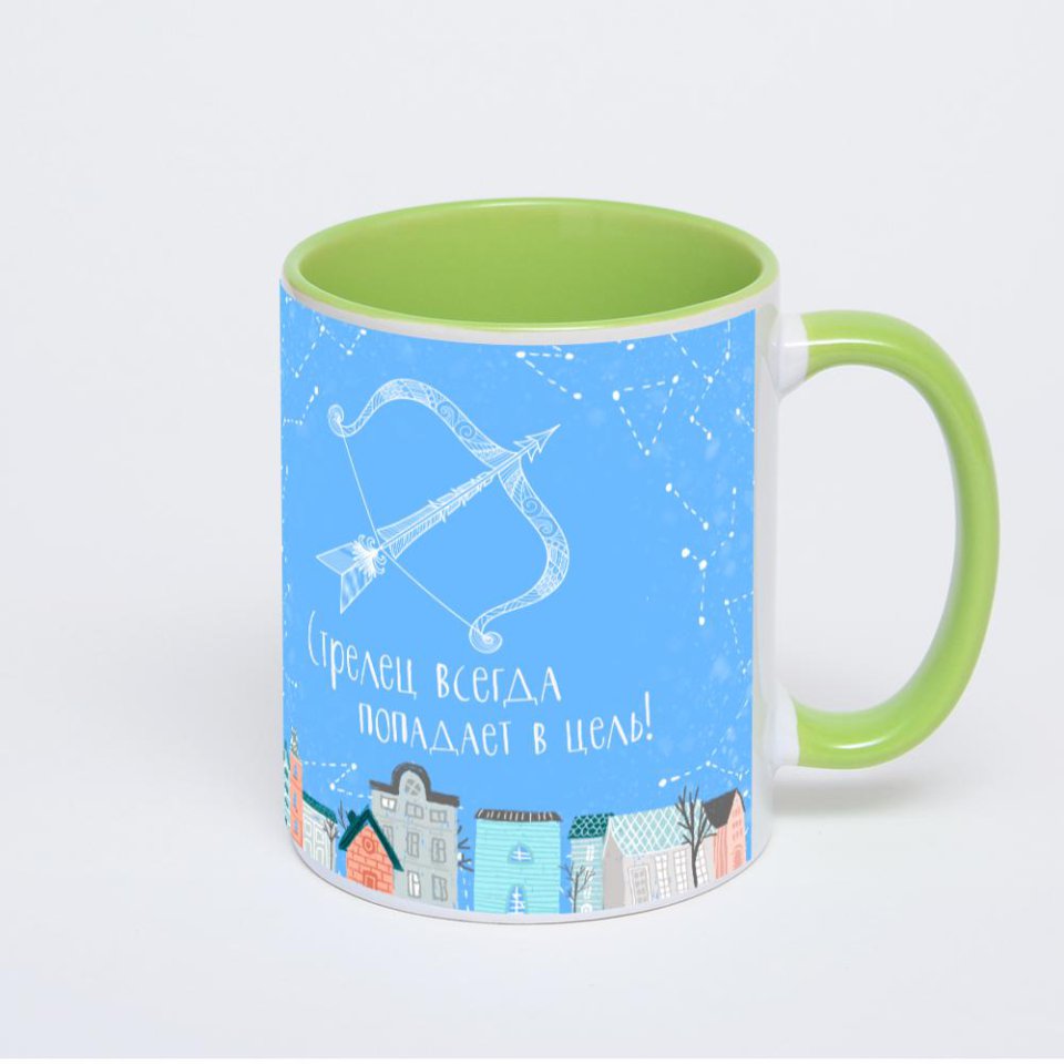 Салатовая кружка с фотопечатью