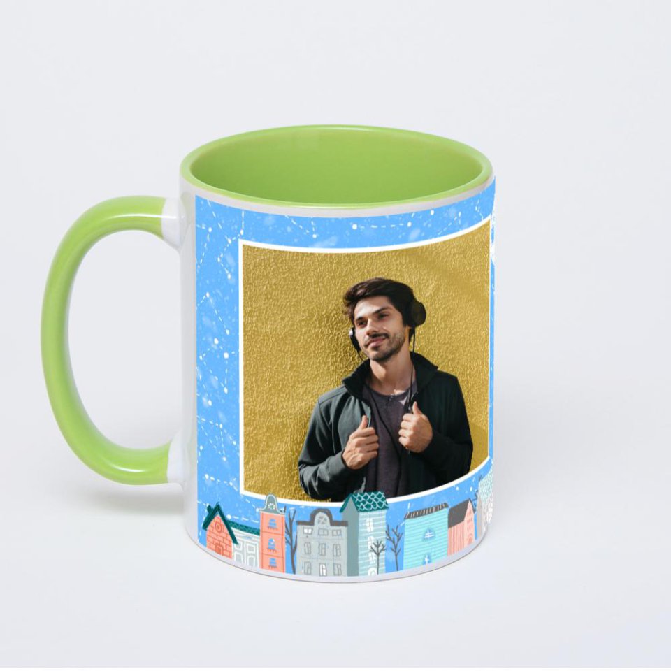 Салатовая кружка с фотопечатью