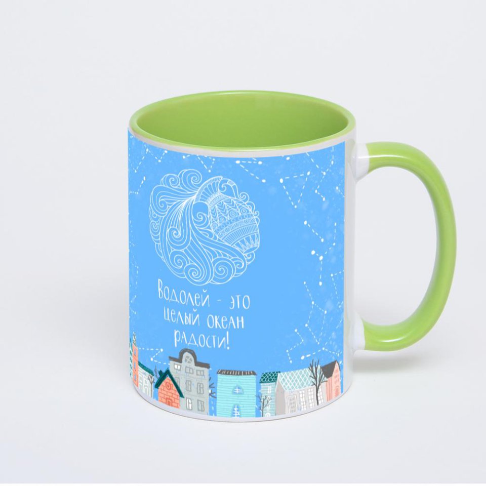 Салатовая кружка с фотопечатью