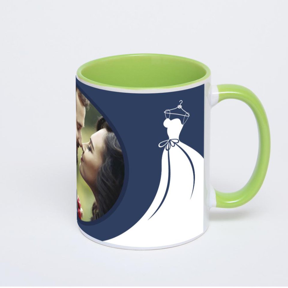 Салатовая кружка с фотопечатью