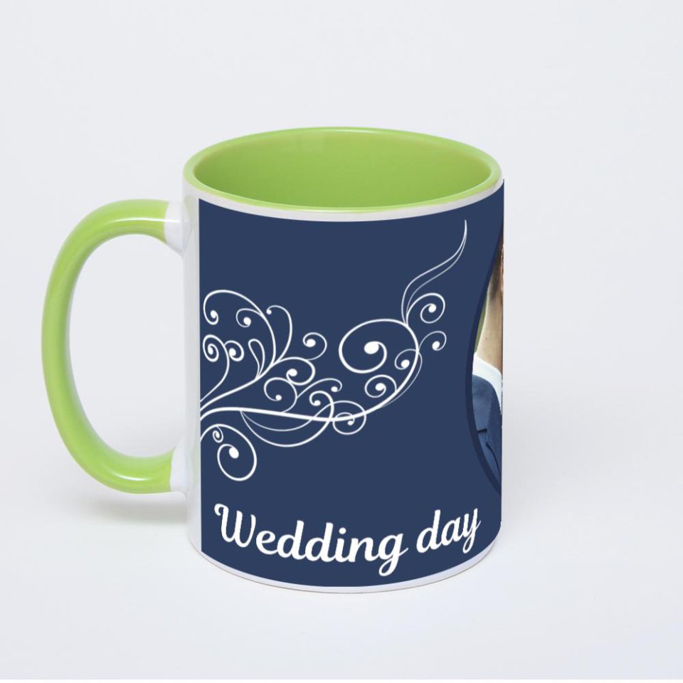 Салатовая кружка с фотопечатью