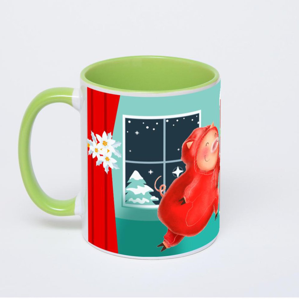 Салатовая кружка с фотопечатью