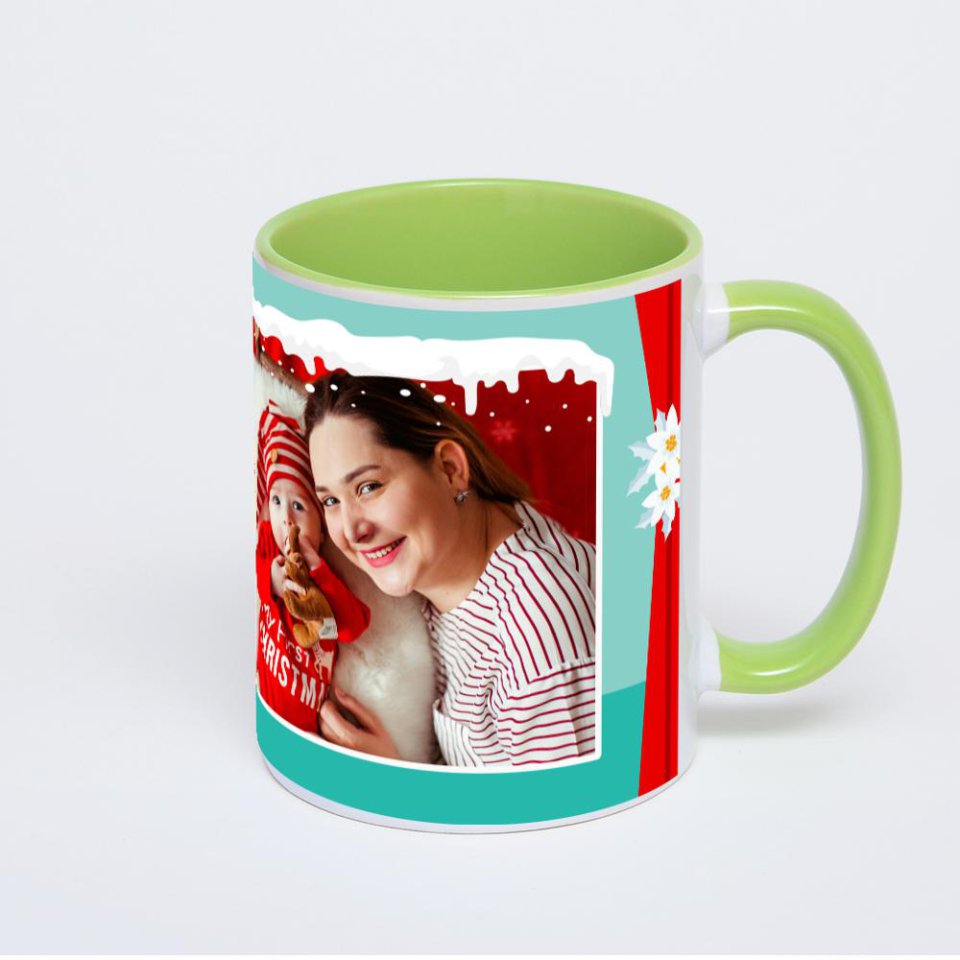 Салатовая кружка с фотопечатью