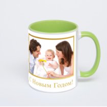 Салатовая кружка с фотопечатью