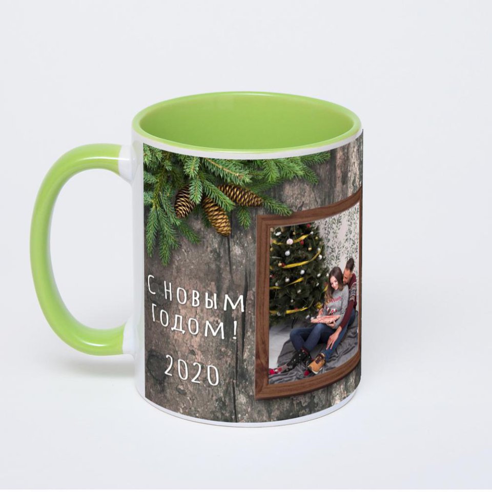 Салатовая кружка с фотопечатью