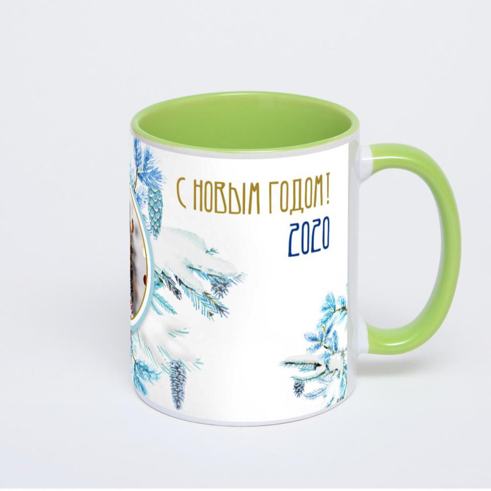 Салатовая кружка с фотопечатью