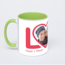 Салатовая кружка с фотопечатью