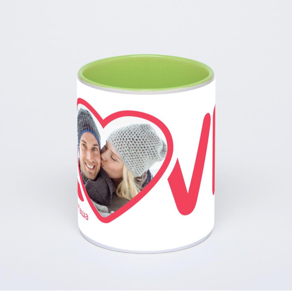 Салатовая кружка с фотопечатью