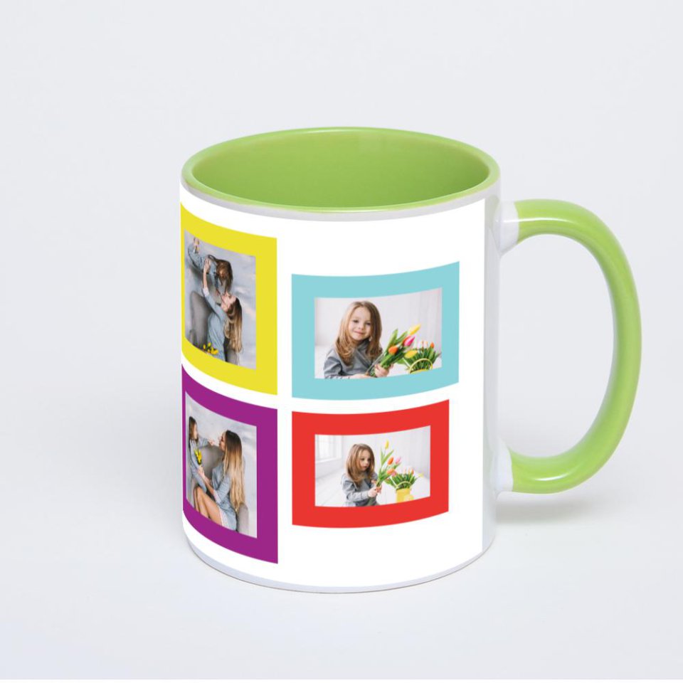 Салатовая кружка с фотопечатью