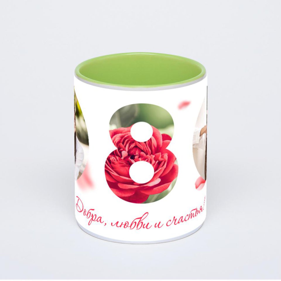 Салатовая кружка с фотопечатью