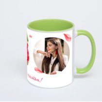 Салатовая кружка с фотопечатью