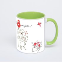 Салатовая кружка с фотопечатью