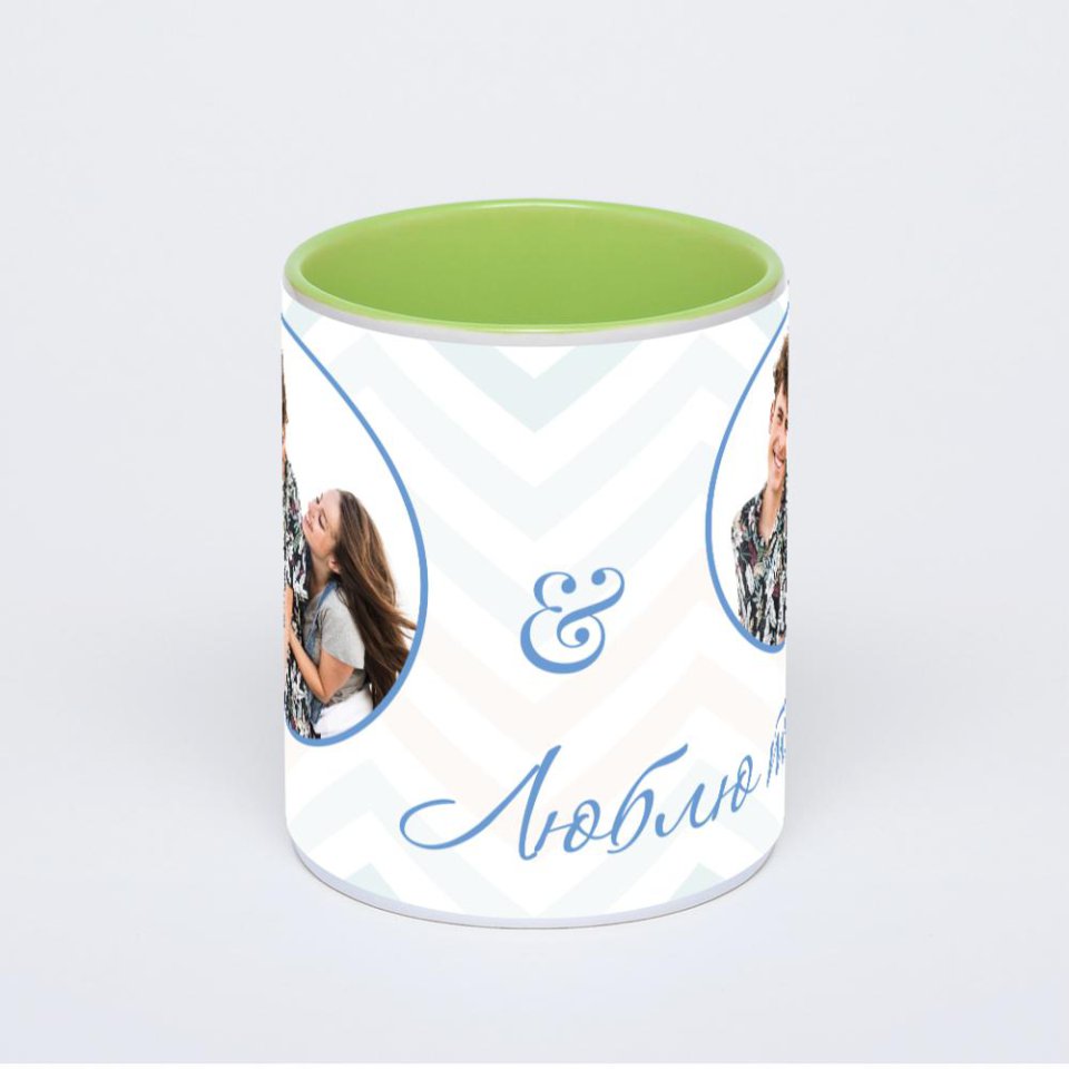 Салатовая кружка с фотопечатью