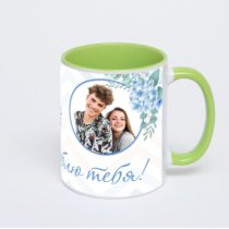 Салатовая кружка с фотопечатью