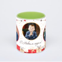 Салатовая кружка с фотопечатью