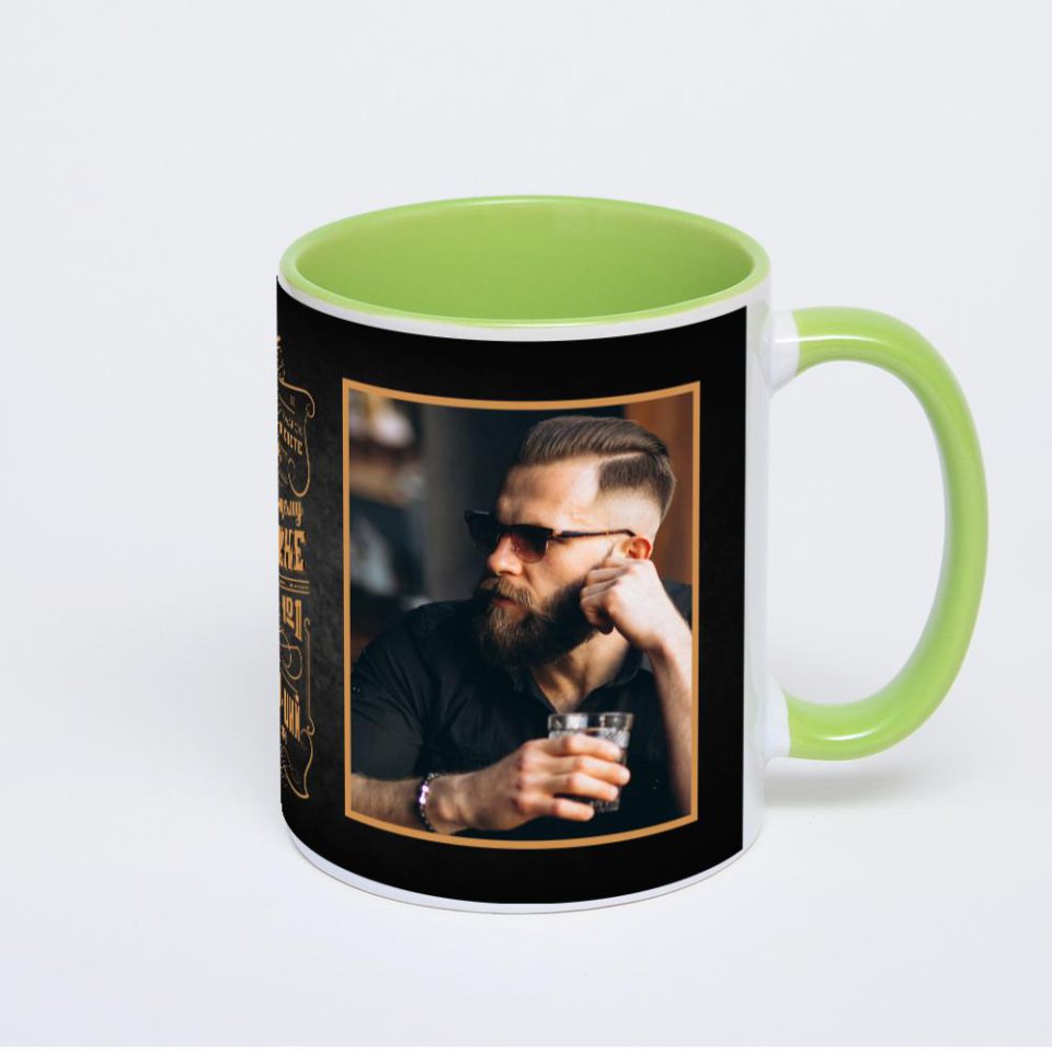 Салатовая кружка с фотопечатью