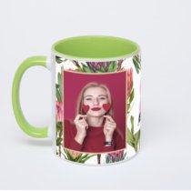 Салатовая кружка с фотопечатью
