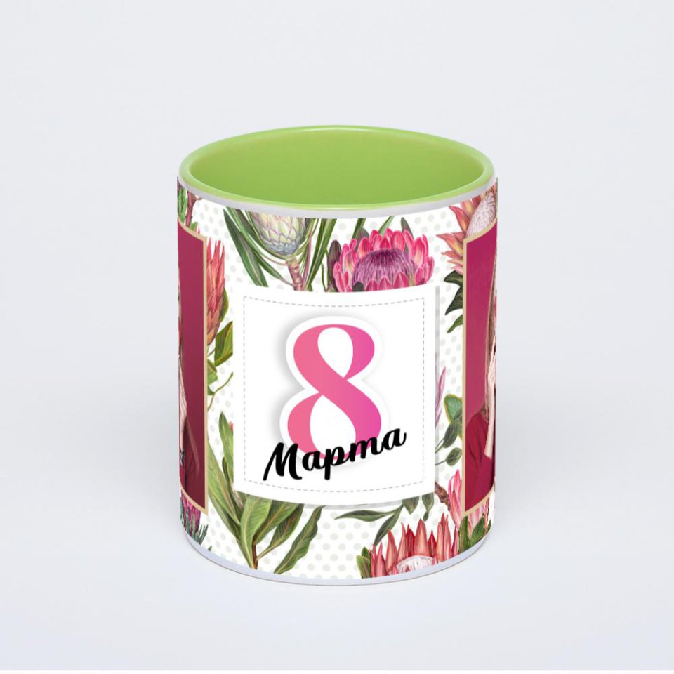 Салатовая кружка с фотопечатью