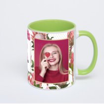 Салатовая кружка с фотопечатью