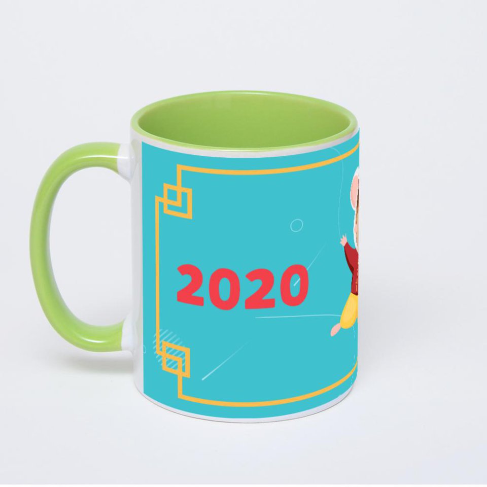 Салатовая кружка с фотопечатью