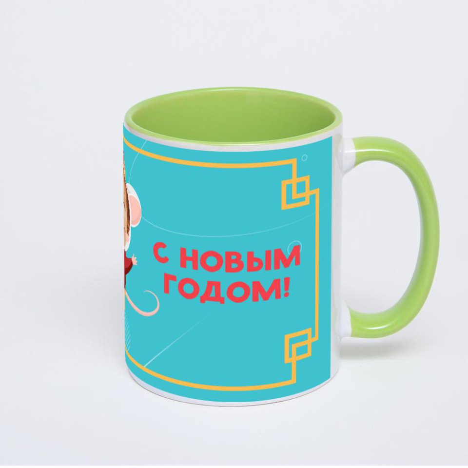 Салатовая кружка с фотопечатью